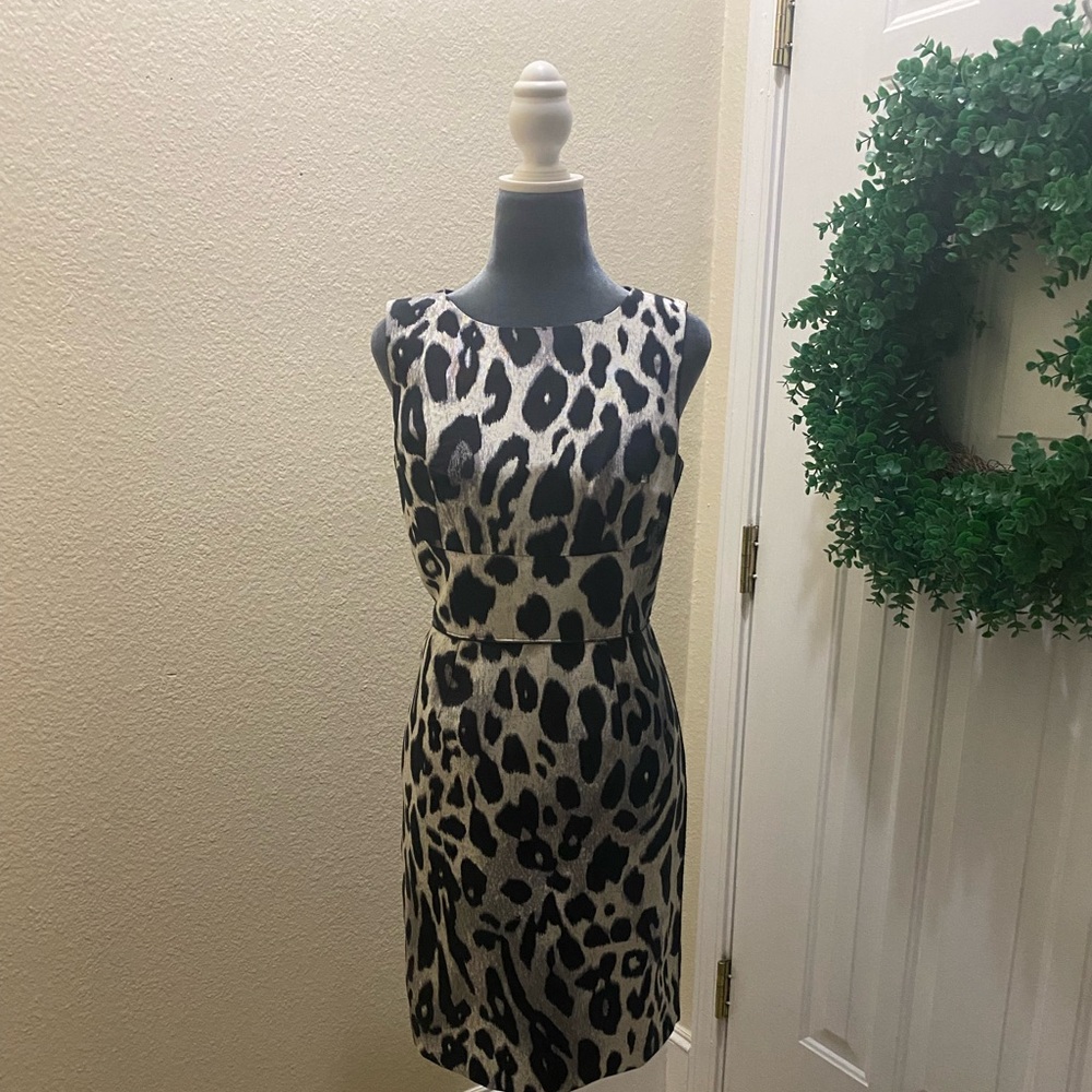 Ann Taylor grey & black sheath dress like new